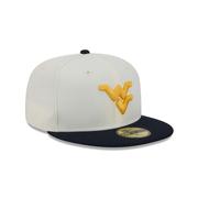 West Virginia New Era 5950 WV Logo Flat Bill Fitted Hat